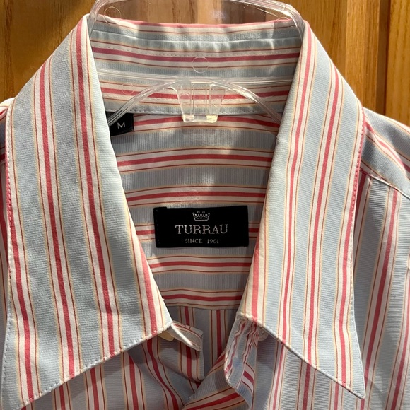 Turrau Mens Button Down Striped Shirt Size Medium - Picture 5 of 6